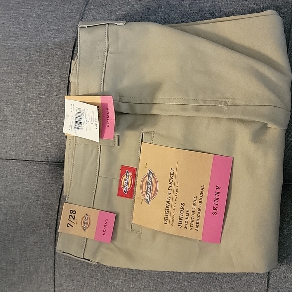 Tan Dickies Skinny Twill Pants